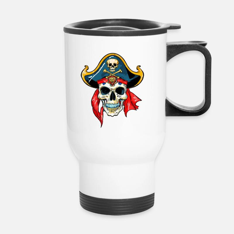 Skull Pirate - Thermal mug with handle - white