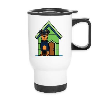 Serious Rottweiler Guarding House - Thermal mug with handle - white - Front
