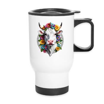 VACHE FLEURIE - Tasse isotherme avec poignée - blanc - Devant