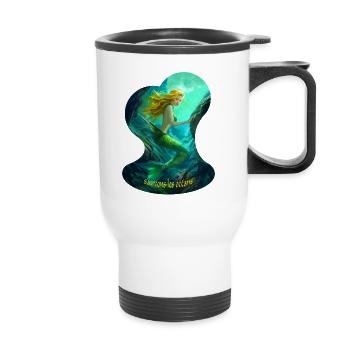 sirène sauvons les océans (nuage) - pour plongeur - Tasse isotherme avec poignée - blanc - Devant