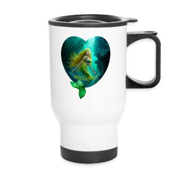 sirène addict à la plongée (coeur) - pour plongeur - Tasse isotherme avec poignée - blanc - Devant