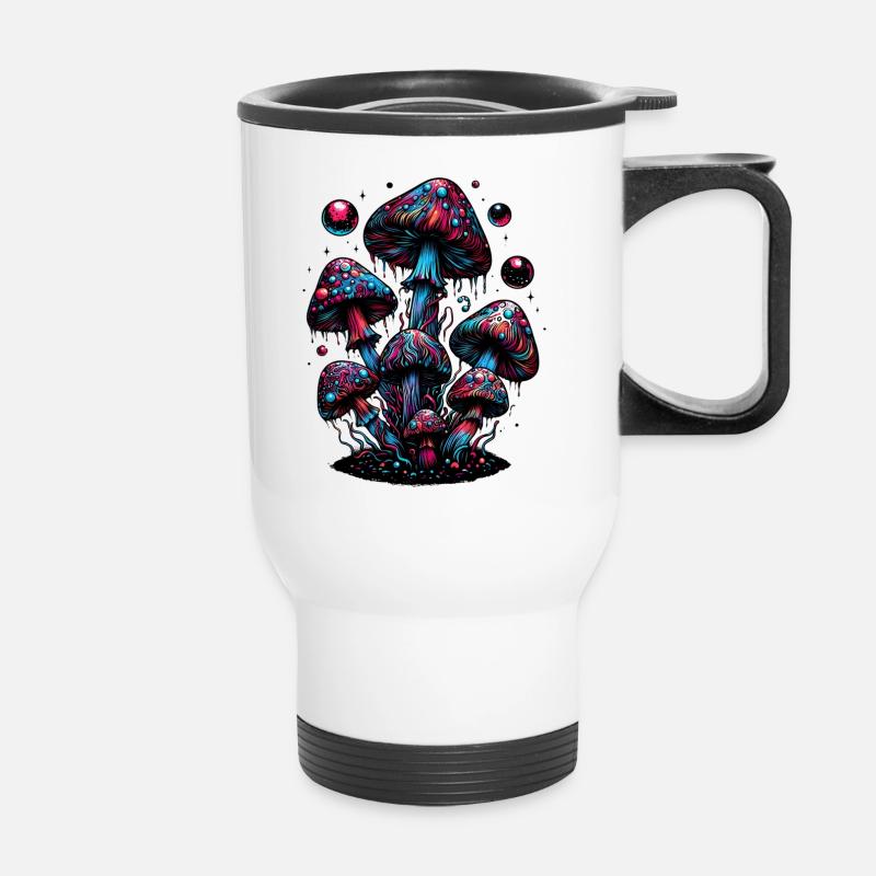 Psychedelic Mushroom Magic - Thermal mug with handle - white