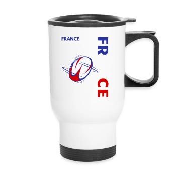 france rugby design,rugby france ,france - Tasse isotherme avec poignée - blanc - Devant