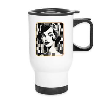 Pixelart Woman - Thermal mug with handle - white - Front