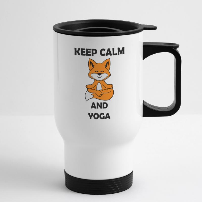 Yoga Fox Keep Calm Thermal mug with handle