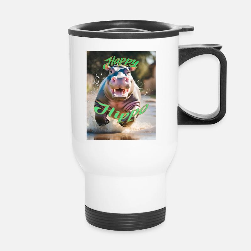 Happy Hippo - Thermobecher mit Tragegriff - Weiß