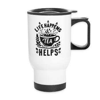 Life Happens Tee hilft - Thermobecher mit Tragegriff - Weiß - Vorne