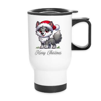 Wolf Merry Christmas - Thermal mug with handle - white - Front