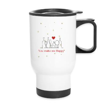 You make me Happy - Thermal mug with handle - white - Front