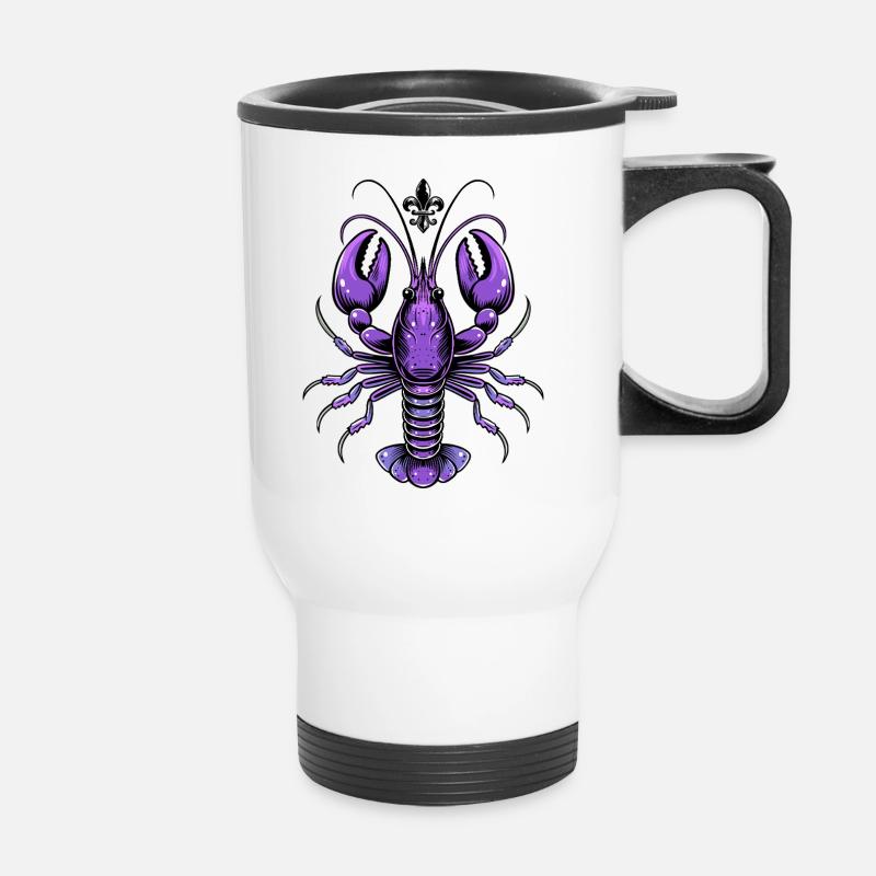 Mardi Gras Languste mit Fleur-de-Lis Design - Thermobecher mit Tragegriff - Weiß