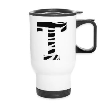 Lettre t zèbre - Tasse isotherme avec poignée - blanc - Devant