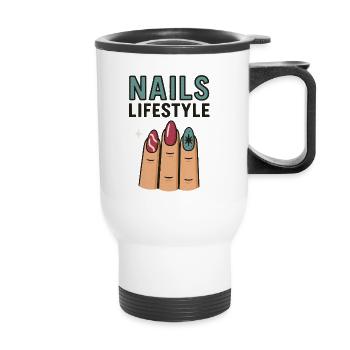 Nails Lifestyle - Thermobecher mit Tragegriff - Weiß - Vorne