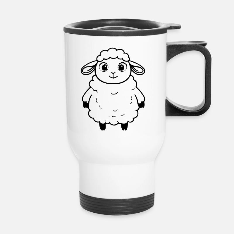 Fluffy Sheep as Vector Graphics - Thermal mug with handle - white