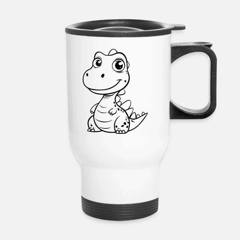 Friendly dino as vector illustration - Thermal mug with handle - white