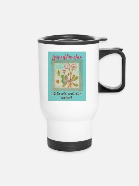 Gänseblümchen Wildblumen Print - Thermobecher mit Tragegriff - Weiß