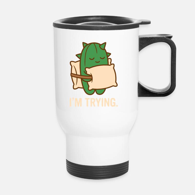 Prickly But Trying - Thermal mug with handle - white