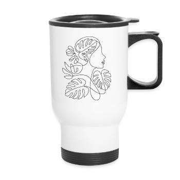 Art en ligne botanique : Profil féminin - Tasse isotherme avec poignée - blanc - Devant