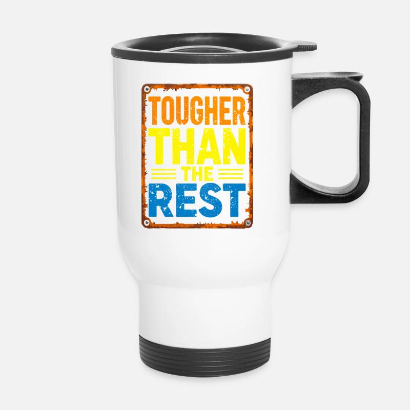 Härter als der Rest Typografie - Thermobecher mit Tragegriff - Weiß