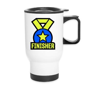 Stolzer Finisher Medaille Stern - Thermobecher mit Tragegriff - Weiß - Vorne
