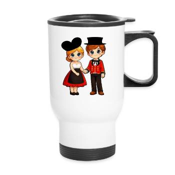 Alsatian and Alsatian Elegant couple - Thermal mug with handle - white - Front