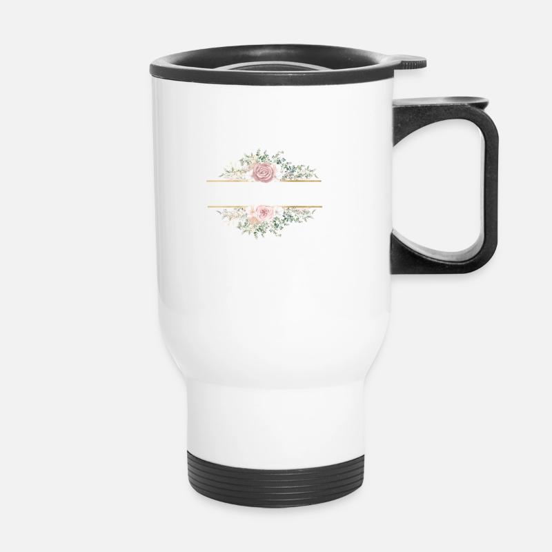 Modern Pastel Boho Floral personalisierbar - Thermobecher mit Tragegriff - Weiß