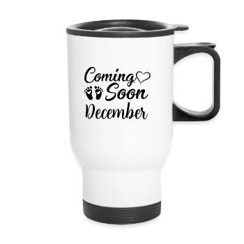 Bébé est enceinte en décembre - Tasse isotherme avec poignée - blanc - Devant