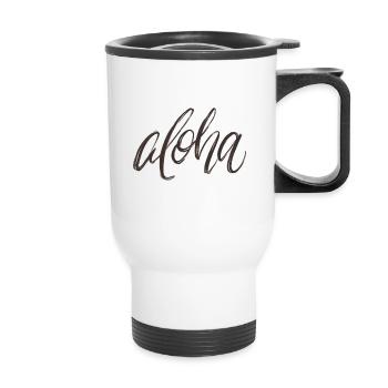 Aloha Spruch - Thermobecher mit Tragegriff - Weiß - Vorne