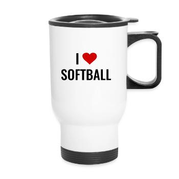 Softball Softball Joueur Cadeau J’adore le Softball - Tasse isotherme avec poignée - blanc - Devant