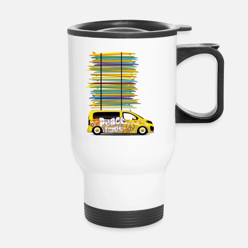 Peace Love Campster Van Geschenk - Thermobecher mit Tragegriff - Weiß