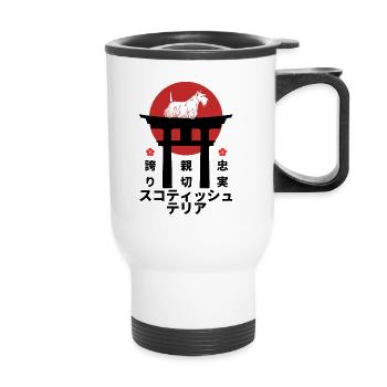 Scottish Terrier Japan Kanji Style pour l’amour du chien - Tasse isotherme avec poignée - blanc - Devant