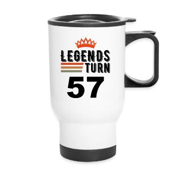 57th birthday, legends turn 57 - Thermal mug with handle - white - Front