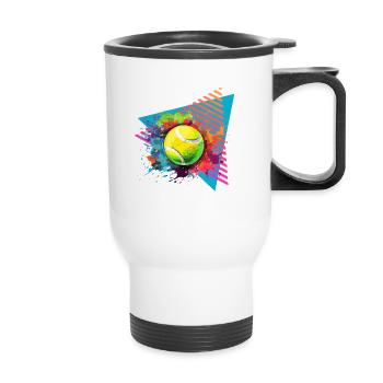 Tennis Ball Tennis Paint Splash Color Splash - Thermal mug with handle - white - Front