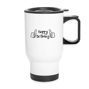 Anniversaire Pouce levé - Tasse isotherme avec poignée - blanc - Devant