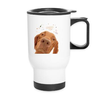 Curious Hungarian Vizsla Dog - Thermal mug with handle - white - Front