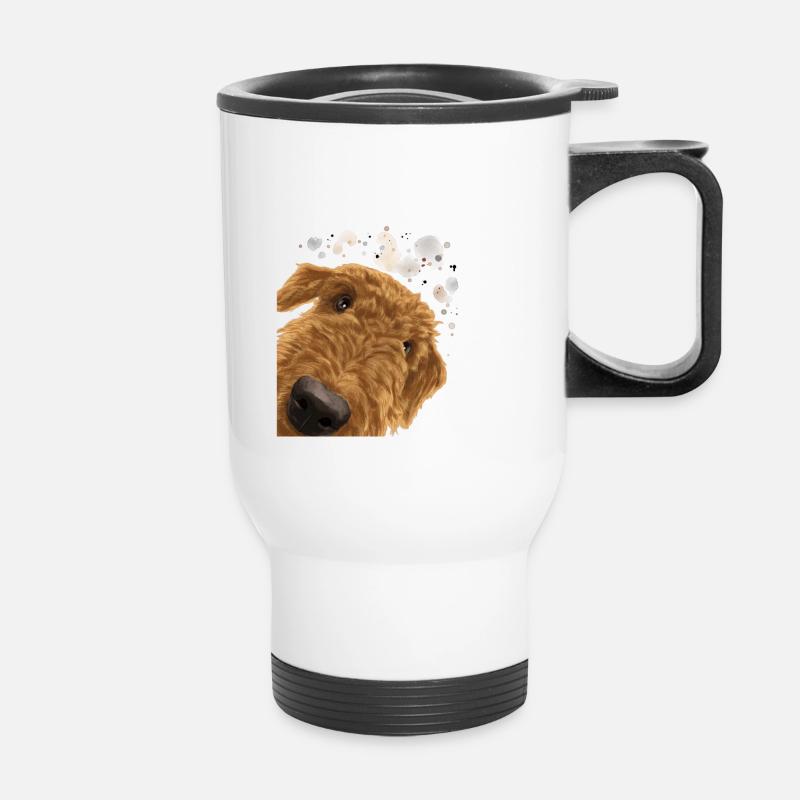 Airedale Terrier Dog - Thermal mug with handle - white