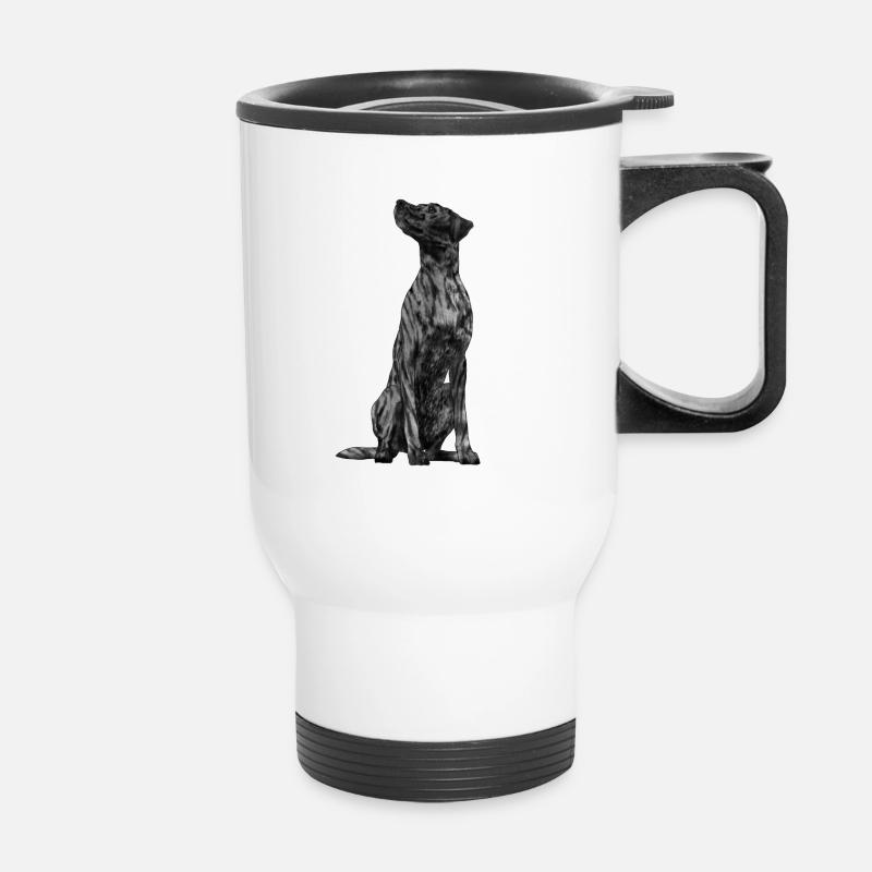 Sitting Plott Hound Dog - Thermal mug with handle - white