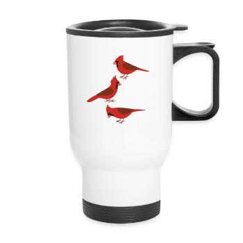 Drôles d’oiseaux Cardinal rouge - Tasse isotherme avec poignée - blanc - Devant