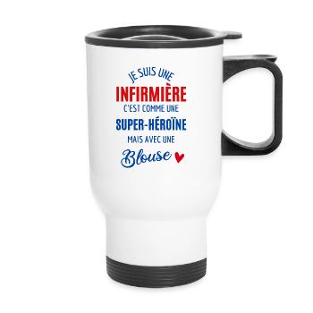 infirmière super héroïne - Tasse isotherme avec poignée - blanc - Devant