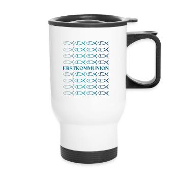 Erstkommunion Fisch Kommunionsoutfit Kommunion - Thermobecher mit Tragegriff - Weiß - Vorne