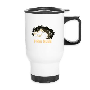 Hugging hedgehogs - Thermal mug with handle - white - Front
