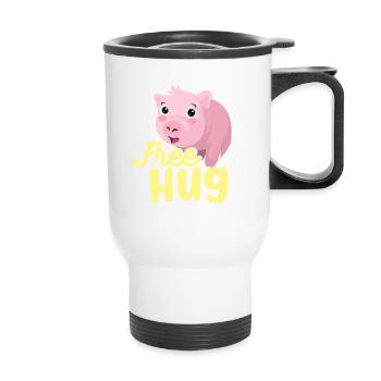 Umarmung Schwein - Thermobecher mit Tragegriff - Weiß - Vorne