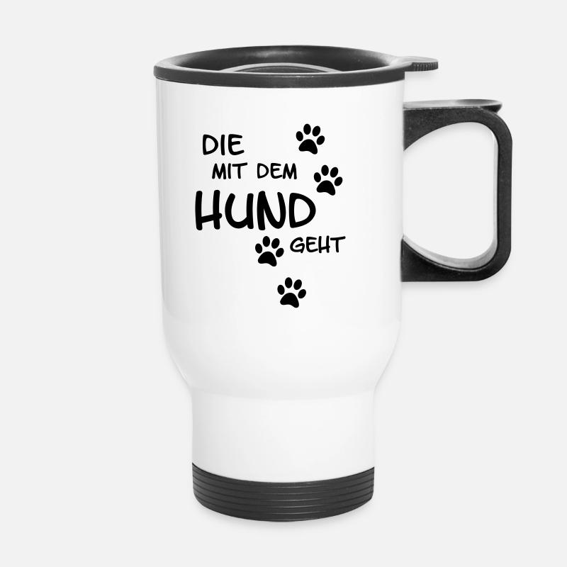 Who goes with the dog - Thermal mug with handle - white