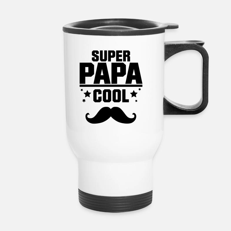 SUPER PAPA COOL MOUSTACHE,citation,message - Tasse isotherme avec poignée - blanc
