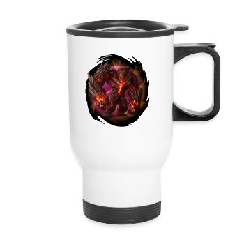 Lavastein Golem | Kreatur Charakter Design - Thermobecher mit Tragegriff - Weiß - Vorne
