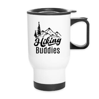 Hiking Father Son Buddies Friends Hiking Mountains - Thermal mug with handle - white - Front