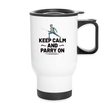 Fencing Fencer Fence - Thermal mug with handle - white - Front
