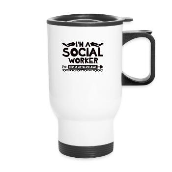 Travail social de l’école des travailleurs sociaux noirs - Tasse isotherme avec poignée - blanc - Devant