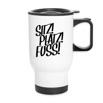 ! Space! Foot! Dog school gift dog design - Thermal mug with handle - white - Front