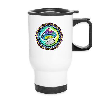 Trippy Goa Mushroom - Thermal mug with handle - white - Front