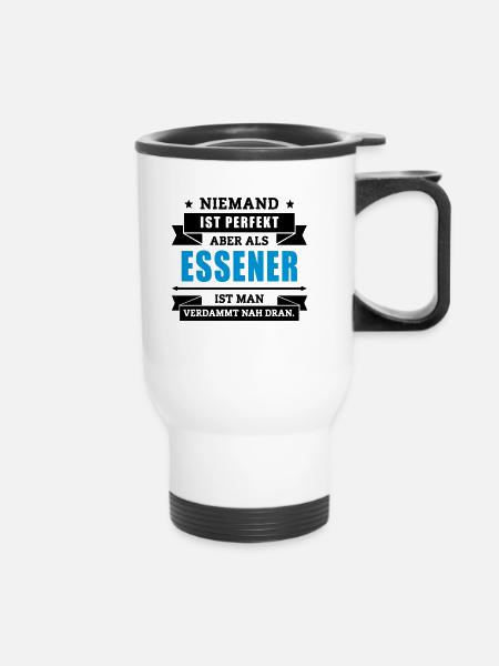 Funshirt Essener - Thermobecher mit Tragegriff - Weiß